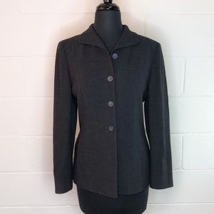Lafayette 148 New York Charcoal Gray Front Button Blazer